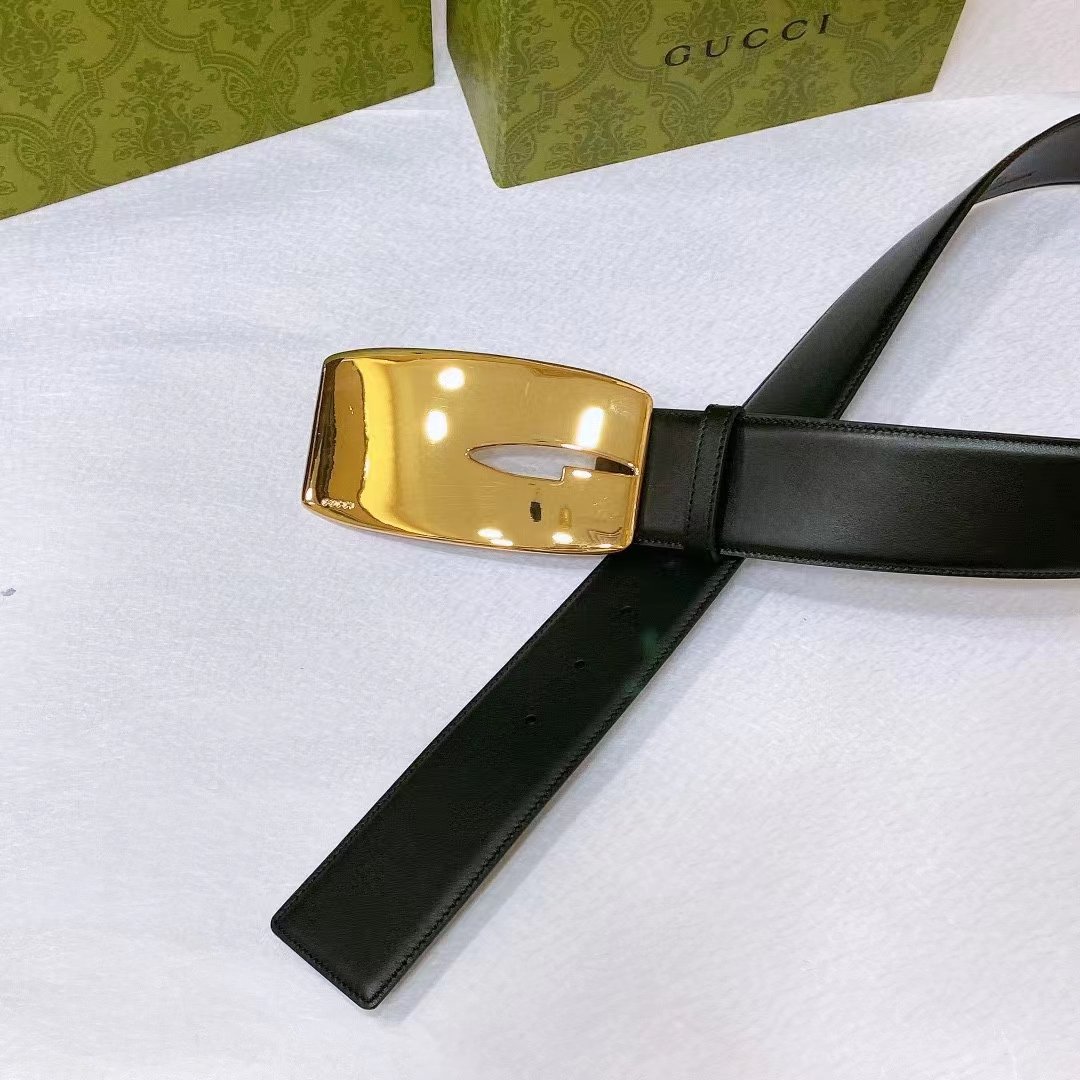 G*u*i unisex gg wide belt retro g buckle black patent leather 4.8 cm width