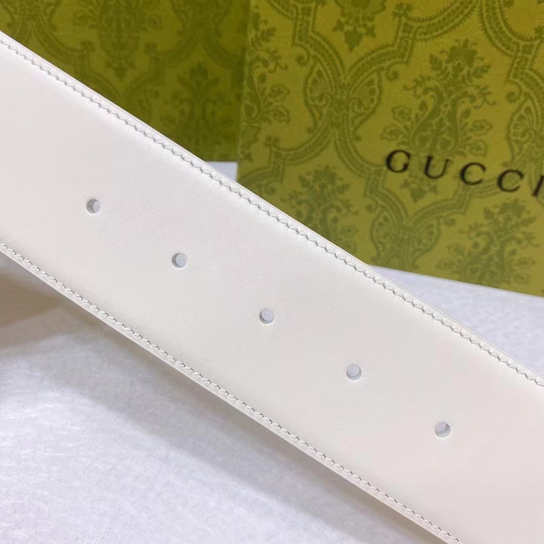 G*u*i unisex gg wide belt retro g buckle white patent leather 4.8 cm width