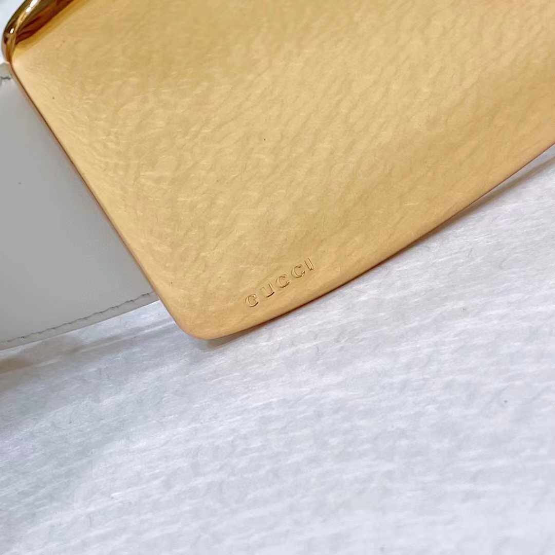 G*u*i unisex gg wide belt retro g buckle white patent leather 4.8 cm width