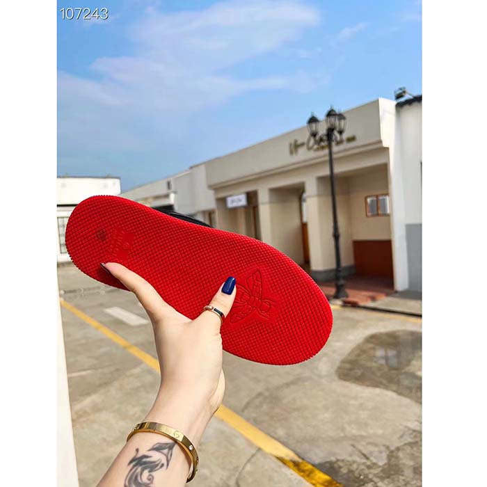 G*u*i unisex screener gg sneaker black original canvas suede red leather low heel