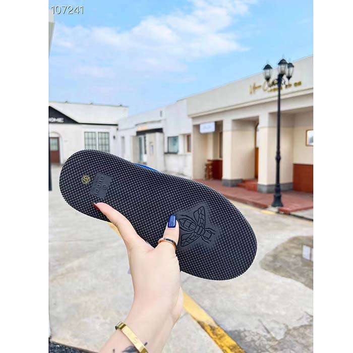 G*u*i unisex screener gg sneaker blue black canvas suede dark grey leather low heel