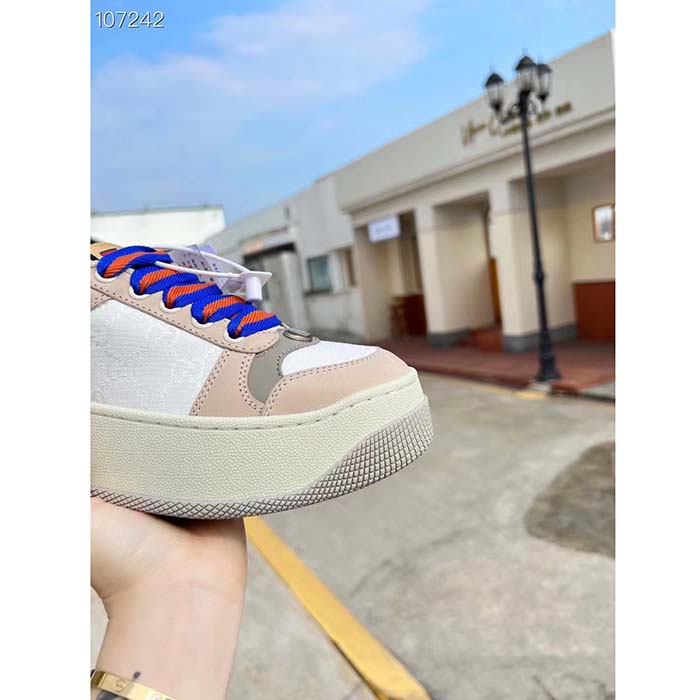G*u*i unisex screener gg sneaker white original canvas beige suede leather low heel