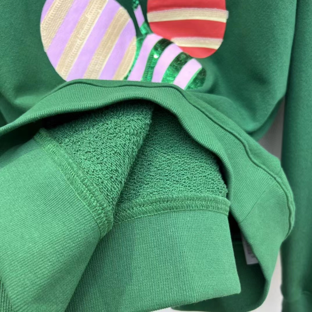 G*u*i women gg cotton jersey sweatshirt green light felted crewneck long sleeves