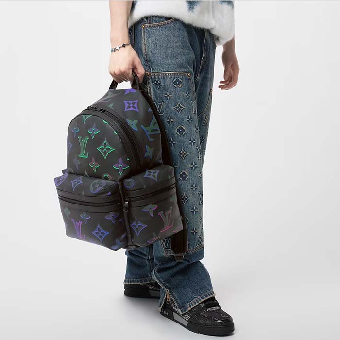 Louis Vuitton LV Unisex Comet Backpack Black Borealis Calf Leather Cowhide Double Zip