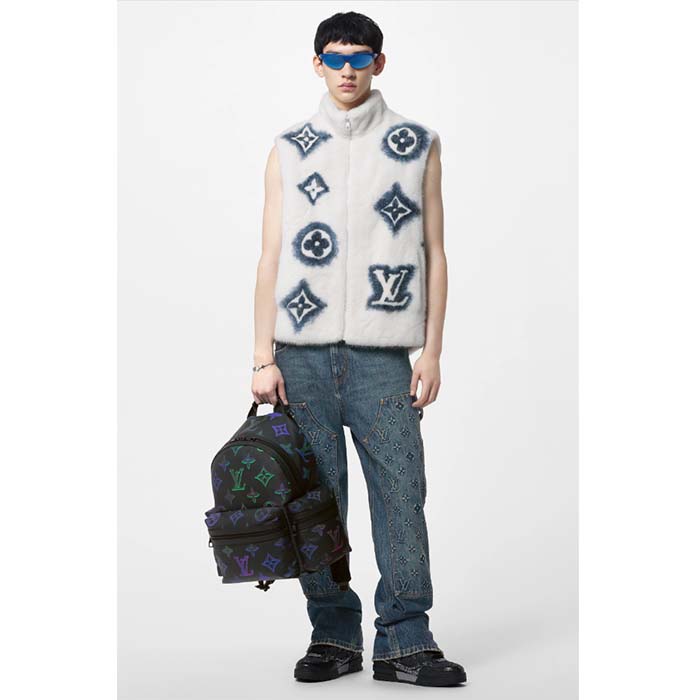 Louis Vuitton LV Unisex Comet Backpack Black Borealis Calf Leather Cowhide Double Zip