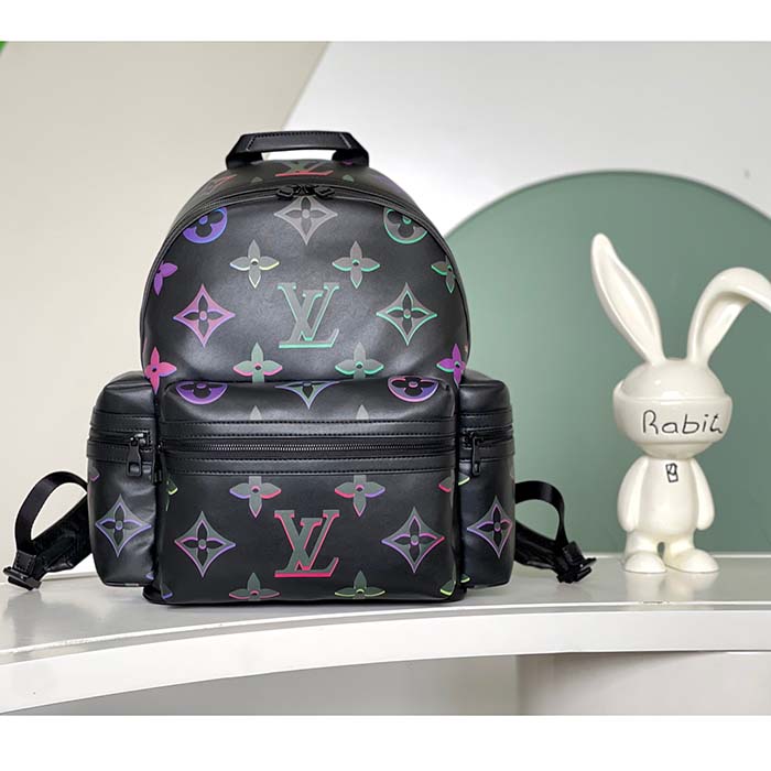 Louis Vuitton LV Unisex Comet Backpack Black Borealis Calf Leather Cowhide Double Zip