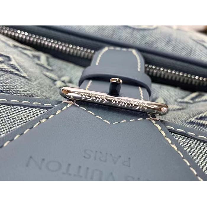 Louis Vuitton LV Unisex Montsouris Backpack Monogram Washed Denim Coated Canvas Cowhide Leather