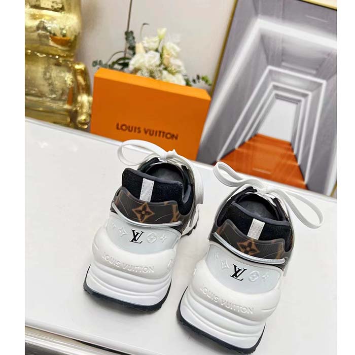Louis Vuitton LV Unisex Run 55 Sneaker Black Mix Materials Lifted Rubber Outsole