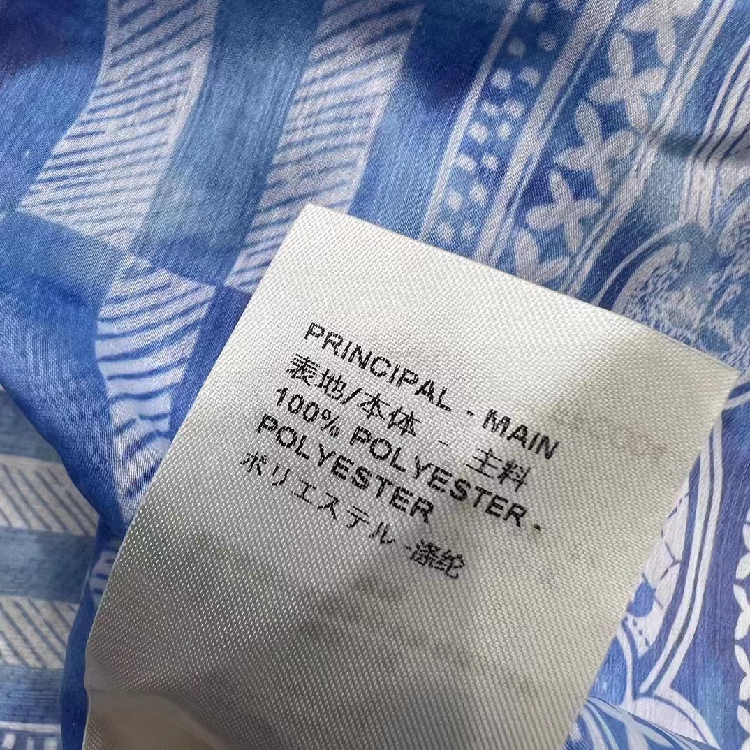 Louis Vuitton LV Men Monogram Tile Short Sleeve Shirt Cotton Blue White Regular Fit