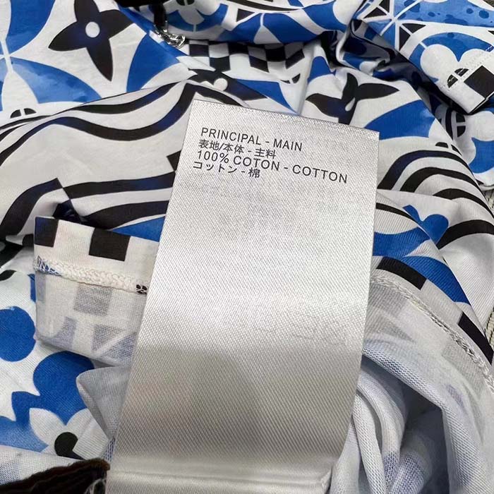 Louis Vuitton LV Men Monogram Tile T-Shirt Cotton Blue White Regular Fit