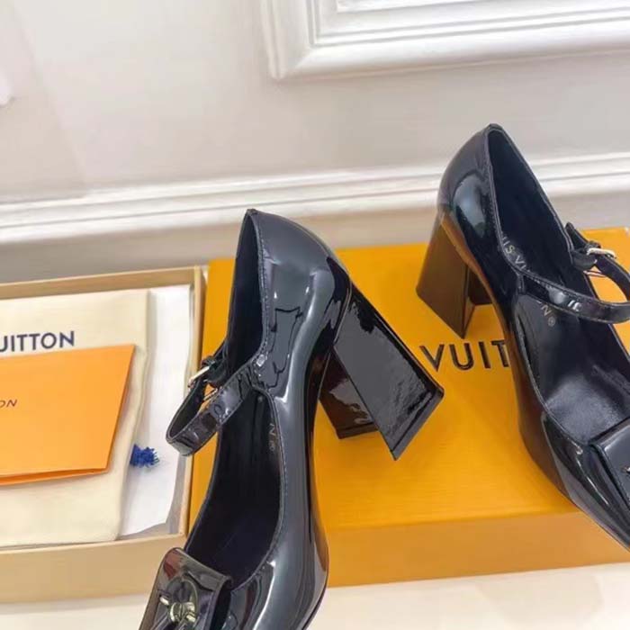 Louis Vuitton LV Women Shake Pump Black Patent Calf Leather Lambskin 8.5 CM Heel