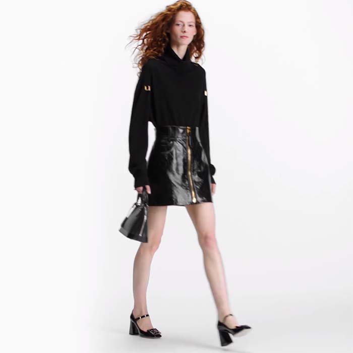 Louis Vuitton LV Women Shake Pump Black Patent Calf Leather Lambskin 8.5 CM Heel
