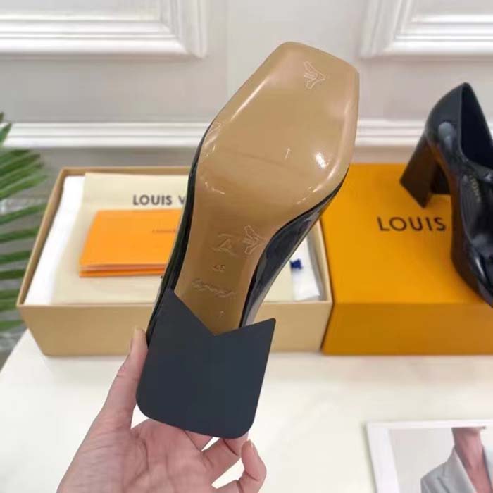 Louis Vuitton LV Women Shake Pump Black Patent Calf Leather Lambskin 8.5 CM Heel