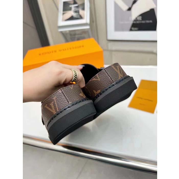Louis Vuitton Unisex LV Easy Mule Ebene Monogram Canvas Adjustable Strap Anatomic Insole
