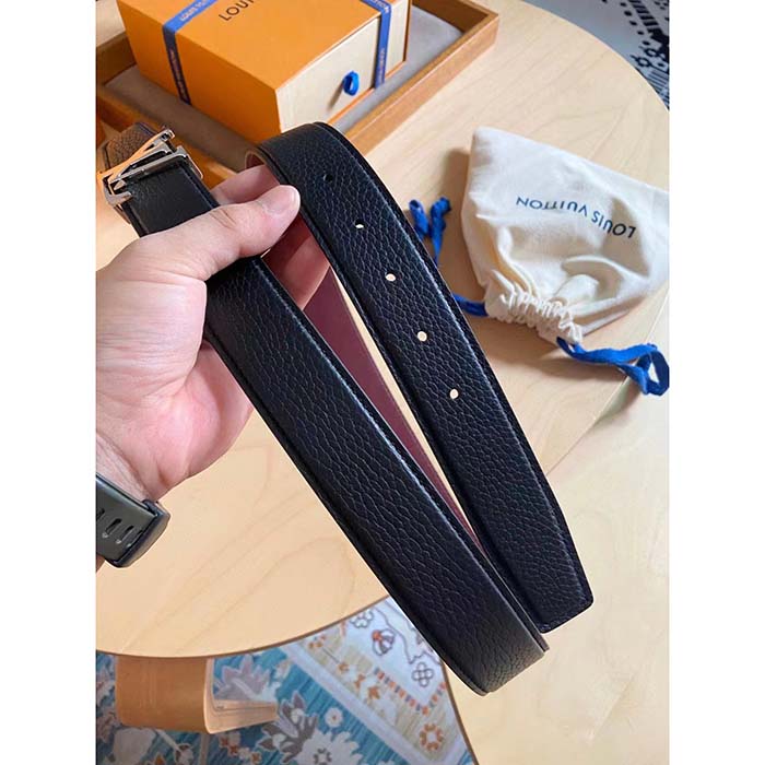 Louis Vuitton Unisex LV Heritage 35 MM Reversible Belt Black Bordeaux Leather