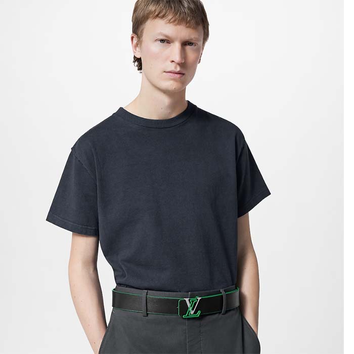 Louis Vuitton Unisex LV Line 40 MM Reversible Belt Green Monogram Eclipse Reverse Coated Canvas