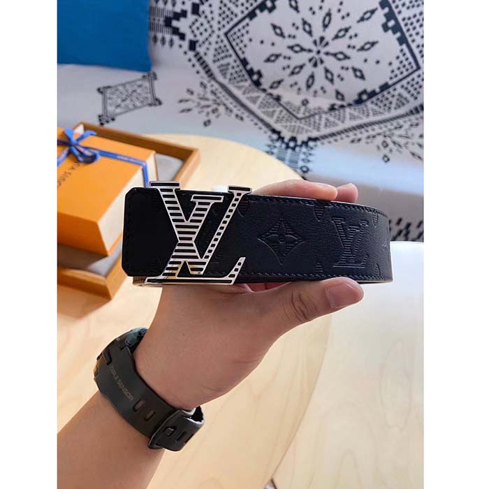 Louis Vuitton Unisex LV Shadow 40 MM Reversible Belt Black Monogram Shadow Smooth Leather