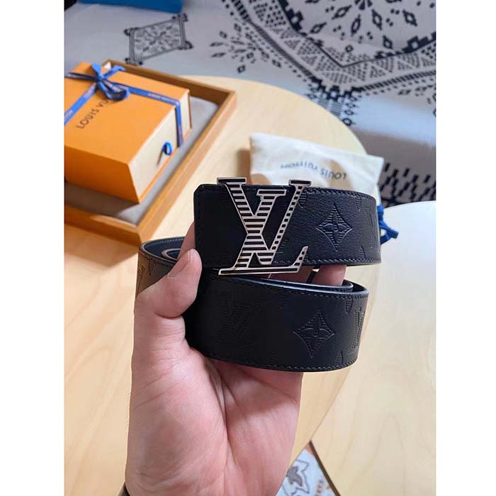 Louis Vuitton Unisex LV Shadow 40 MM Reversible Belt Black Monogram Shadow Smooth Leather