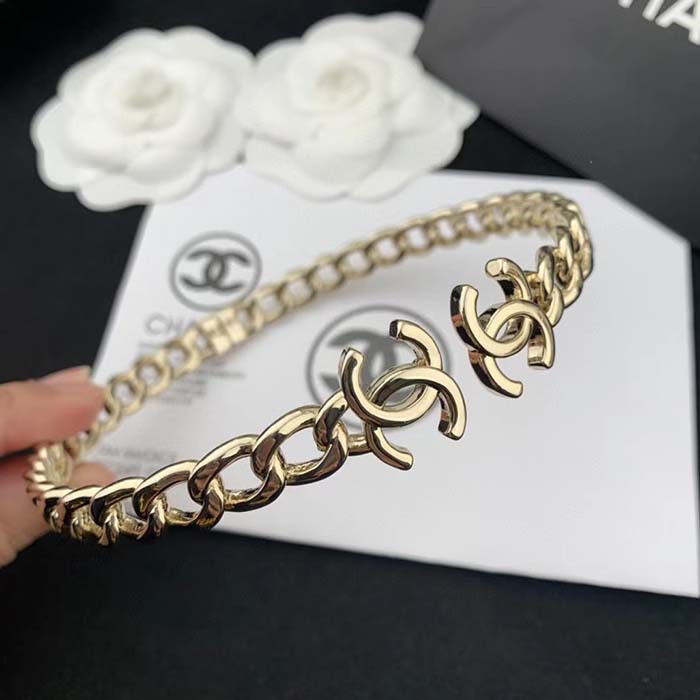 Chanel Women CC Necklace Metal Gold Ruthenium
