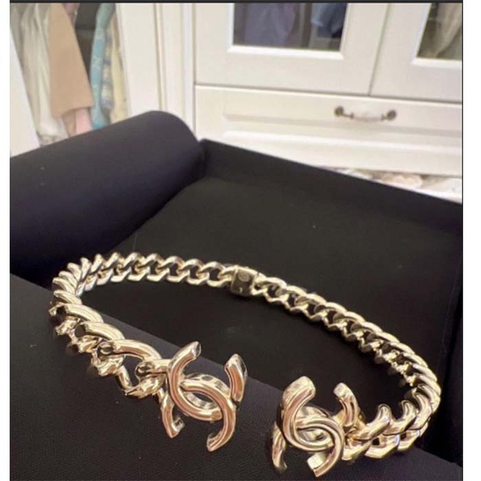Chanel Women CC Necklace Metal Gold Ruthenium