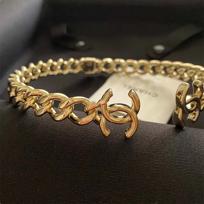 Chanel Women CC Necklace Metal Gold Ruthenium