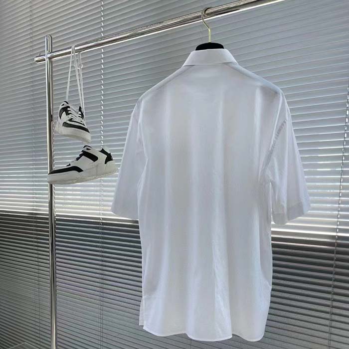dior men cd Di*m*nd tears short-sleeved shirt white cotton piqué cotton straight hem side vents