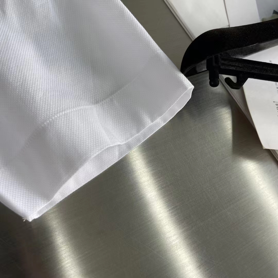 dior men cd Di*m*nd tears short-sleeved shirt white cotton piqué cotton straight hem side vents