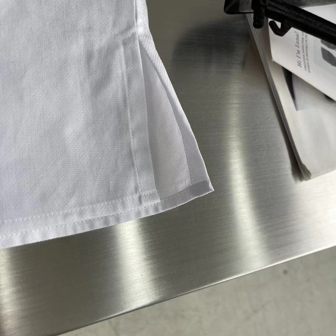 dior men cd Di*m*nd tears short-sleeved shirt white cotton piqué cotton straight hem side vents
