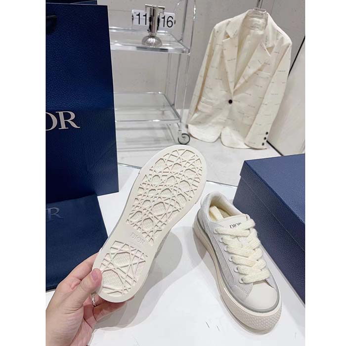 Dior Unisex CD B33 Sneaker White Smooth Calfskin Dior Oblique Jacquard