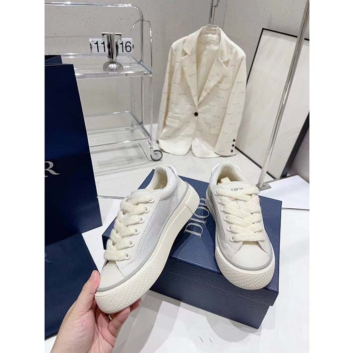 Dior Unisex CD B33 Sneaker White Smooth Calfskin Dior Oblique Jacquard