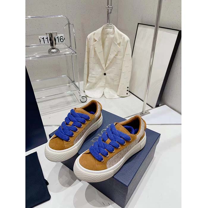 Dior Unisex CD Dior B33 Sneaker Brown Cream Oblique Jacquard Brown Suede