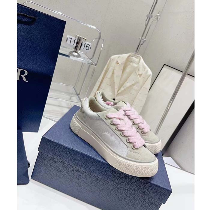 Dior Unisex CD Dior B33 Sneaker Gray White Oblique Jacquard Gray Suede