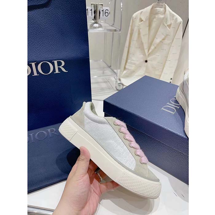 Dior Unisex CD Dior B33 Sneaker Gray White Oblique Jacquard Gray Suede