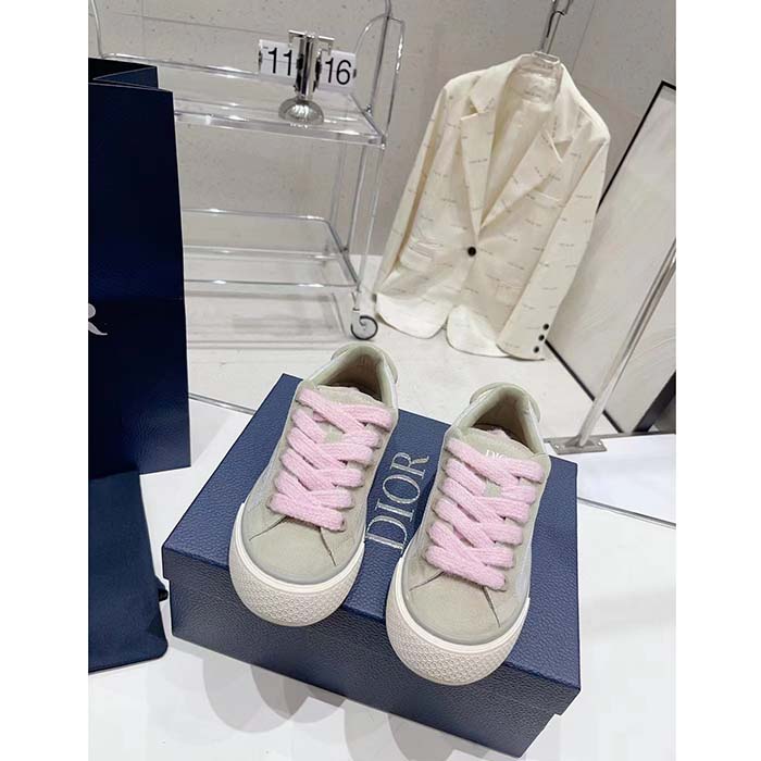 Dior Unisex CD Dior B33 Sneaker Gray White Oblique Jacquard Gray Suede