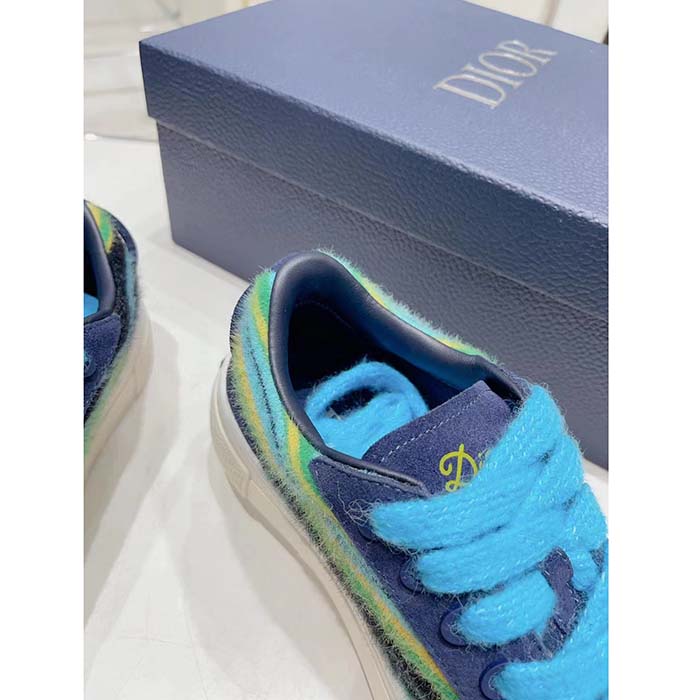 Dior Unisex CD Dior Tears B33 Sneaker Blue Multicolor Mohair Navy Blue Suede