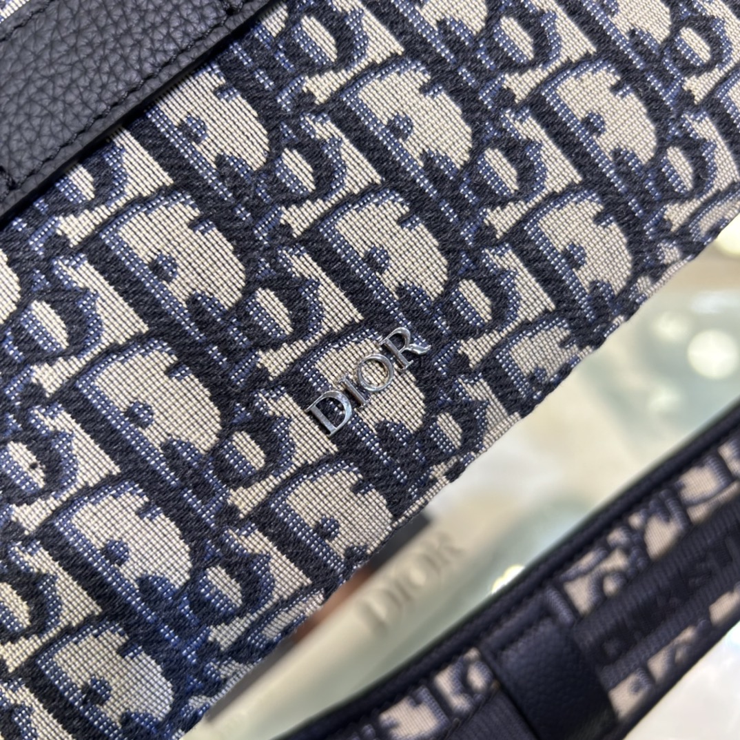 Dior Unisex CD Mini Safari Bag Strap Beige Black Dior Oblique Jacquard