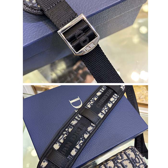 Dior Unisex CD Mini Safari Bag Strap Beige Black Dior Oblique Jacquard
