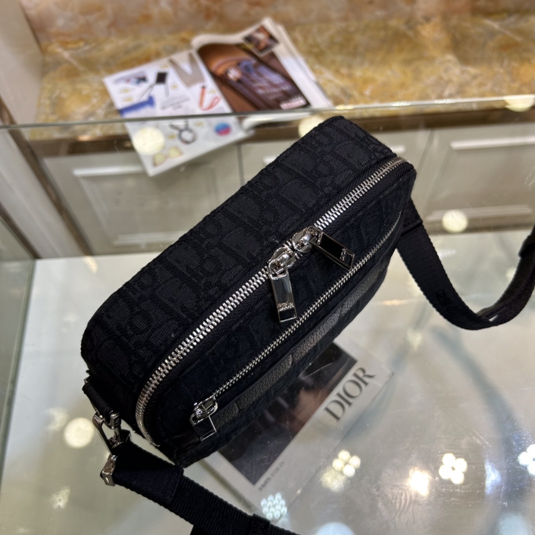 Dior Unisex CD Mini Safari Bag Strap Black Dior Oblique Jacquard