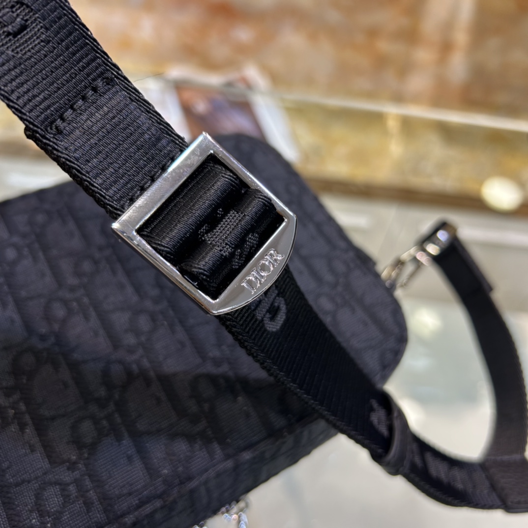 Dior Unisex CD Mini Safari Bag Strap Black Dior Oblique Jacquard