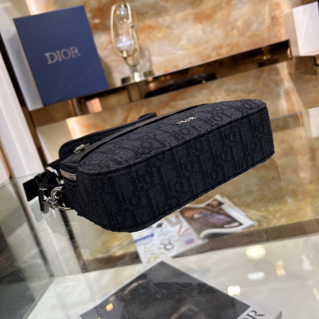 Dior Unisex CD Mini Safari Bag Strap Black Dior Oblique Jacquard