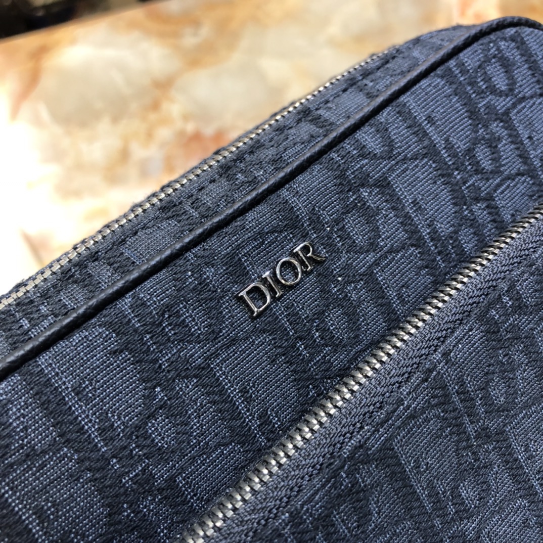 Dior Unisex CD Saddle Triple Pouch Black Dior Oblique Jacquard
