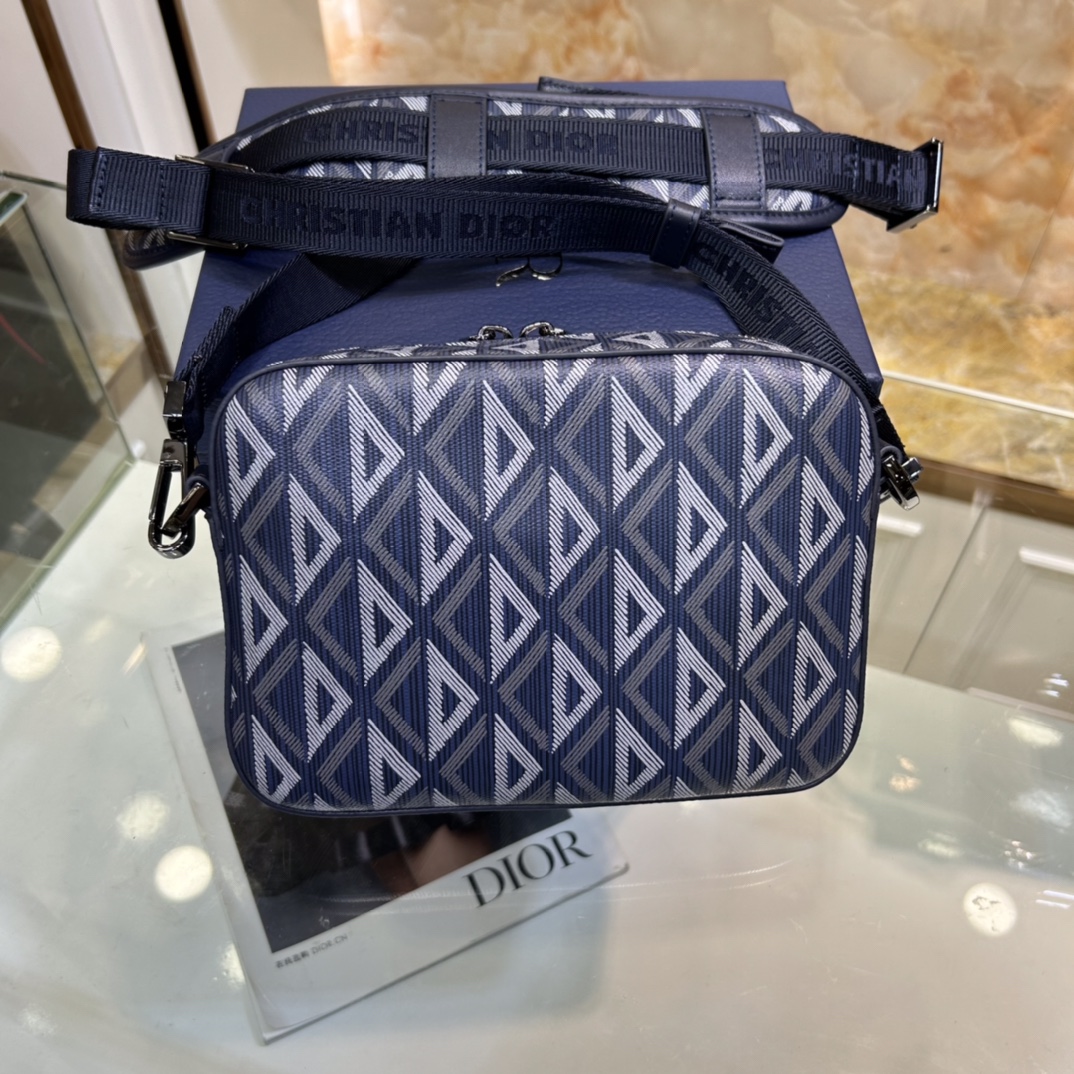 dior unisex cd safari bag strap navy blue cd Di*m*nd canvas