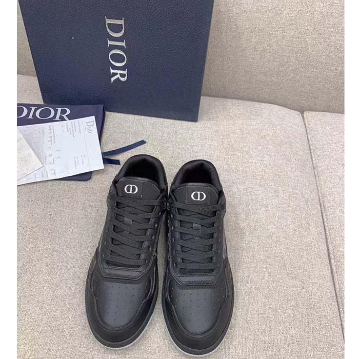 Dior Unisex Shoes B27 Low-Top Sneaker Black Dior Oblique Galaxy Leather Smooth Calfskin Suede
