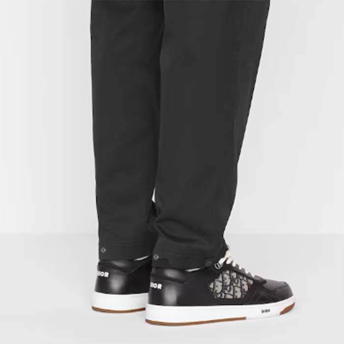 Dior Unisex Shoes CD B27 Low-Top Sneaker Black Smooth Calfskin Beige Black Oblique Jacquard
