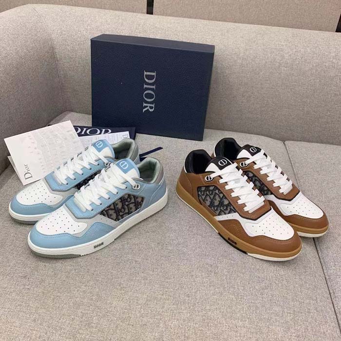 Dior Unisex Shoes CD B27 Low-Top Sneaker Brown Cream Smooth Calfskin Beige Black Oblique Jacquard