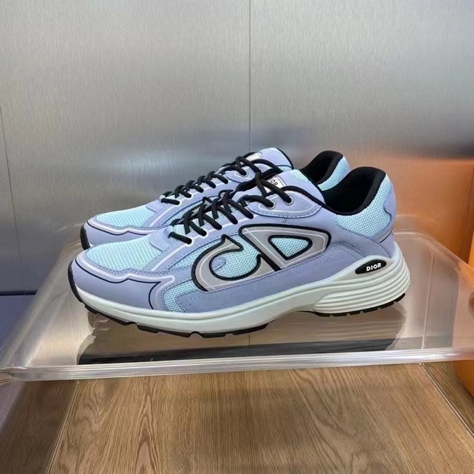 Dior Unisex Shoes CD B30 Sneaker Blue Mesh Technical Fabric