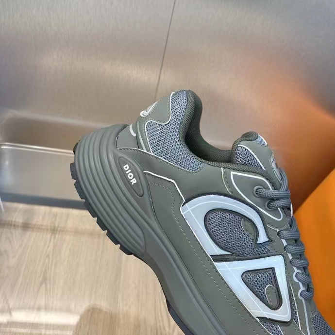 Dior Unisex Shoes CD B30 Sneaker Olive Mesh Technical Fabric