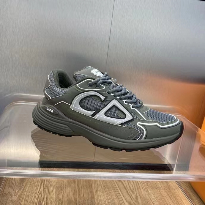 Dior Unisex Shoes CD B30 Sneaker Olive Mesh Technical Fabric