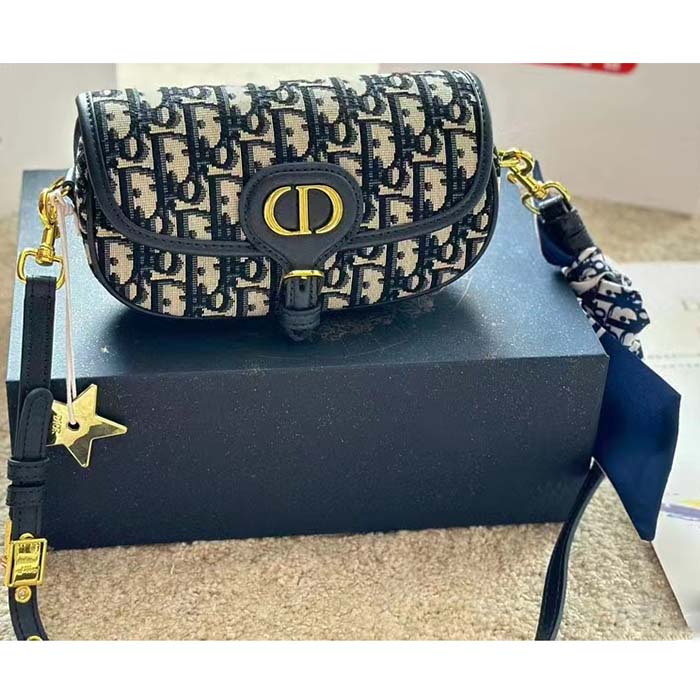 Dior Women Bobby East-West Bag Blue Dior Oblique Jacquard