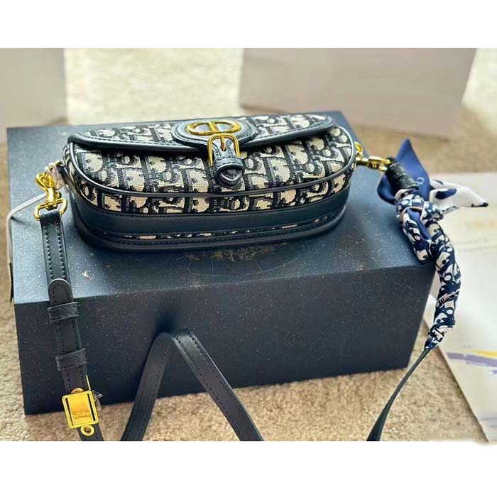 Dior Women Bobby East-West Bag Blue Dior Oblique Jacquard